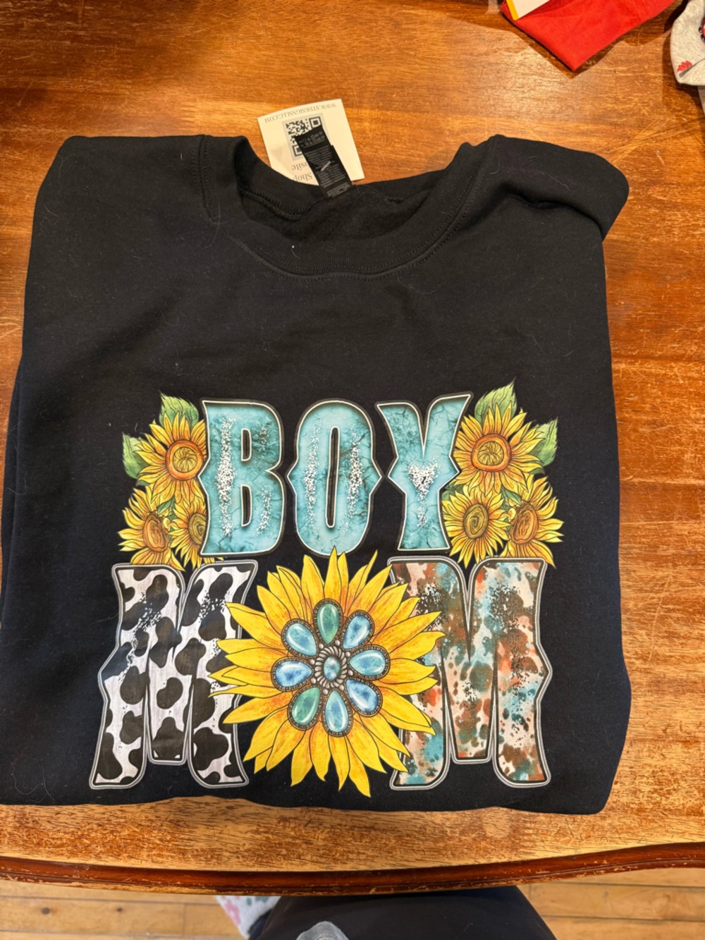 Sunflower boy Mom Graphic Crewneck - Black